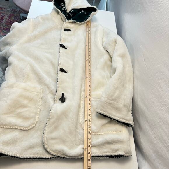 Nordic Lights Womens Reversible Fleece Coat Size L Green Crystals Snowflake NEW - Picture 10 of 12